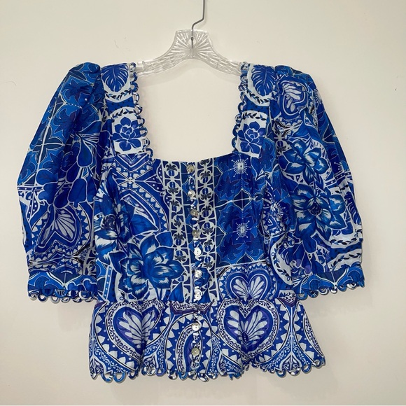 Farm Rio Tile Dream Short-Sleeve Blouse - Picture 6 of 8